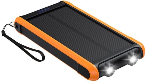 Power bank PowerPlant 10000mAh, 2xUSB-A, сонячна панель 5.5V-0,2A PB930494