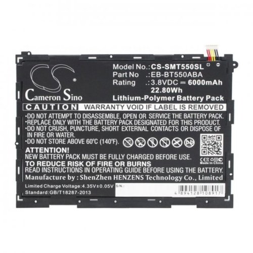 6000mAh Cameron Sino батарея EB-BT550ABE ( CS-SMT550SL) для Samsung Galaxy Tab A 9.7-Inch Tablet SM-T550 SM-P550 SM-T555C SM-T555 T550 T555 P550