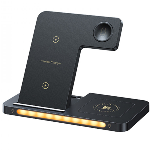 Настільна безпровідна зарядка чорна 3в1 розкладна + нічник REMAX RP-W70 3-in-1 22W