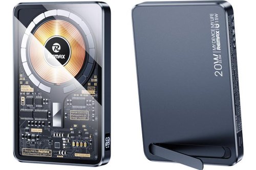 Бездротовий чорний повербанк Remax RPP-558 10000mAh Магнітний (PD&QC3.0)  Magsafe з підставкою (Black Walking Series)