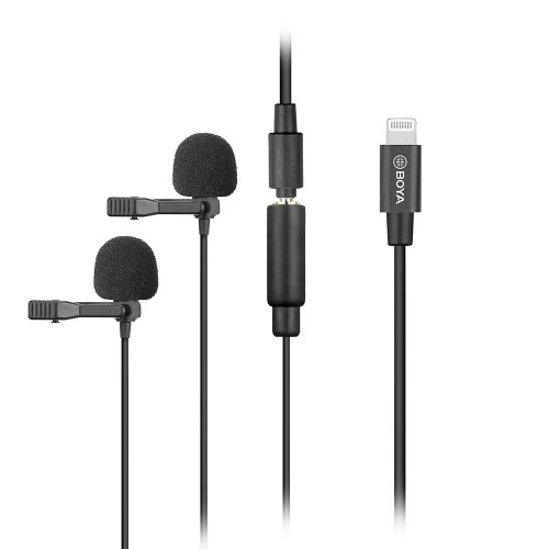 Подвійний петличний мікрофон Boya BY-M2D для смартфонів і планшетів під управлінням iOS. (6 м)