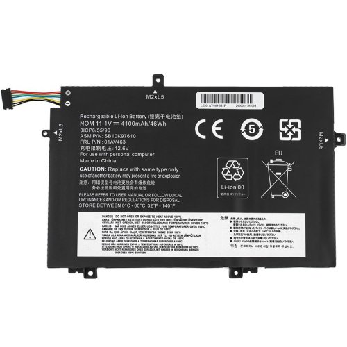 Батарея для LENOVO ThinkPad: L490, L580, L590, E490, E590 L17L3P52 11.1V 4100mAh 46Wh