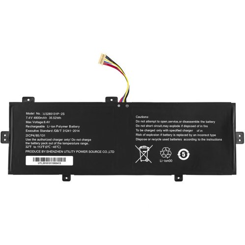 Батарея для  Prestigio SmartBook 141 C4 U3285131P-2S 10P-9Lines  короткий (5см) кабель 7.6V 4800mAh Black
