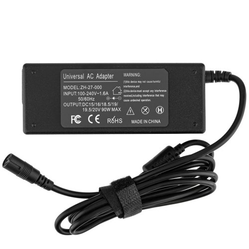 Універсальний блок живлення 90W 15–20V з 14 змінними роз’ємами, чорний OEM