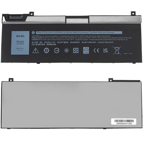 Батарея для ноутбука DELL 0H6K6V INNER (Precision 7740, 7540, 7330) — 7.6V, 64Wh, чорна