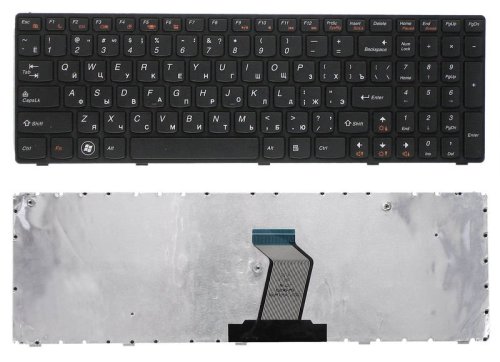 Клавіатура для ноутбука Lenovo IdeaPad (Z560, Z565, G570, G770) Black, (Black Frame), RU
