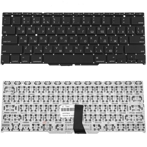 Клавіатура APPLE MacBook Air A1370, A1465 (2011–2015) — чорна, російська розкладка, мала клавіша Enter