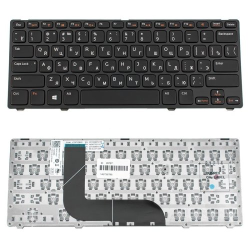 Клавіатура для ноутбука DELL (Inspiron 5423, Vostro 3360) — чорна, російська розкладка, з рамкою