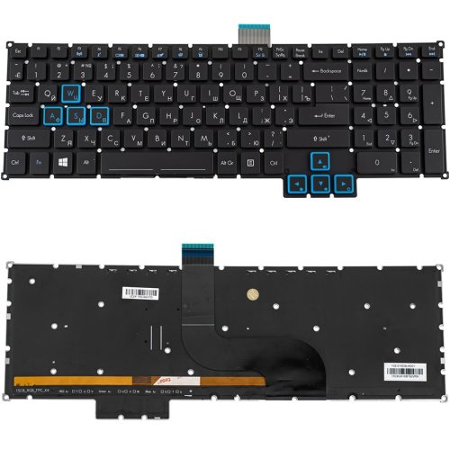 Клавіатура ACER Predator PH517-52 — чорна, російська розкладка, RGB-підсвітка, без рамки