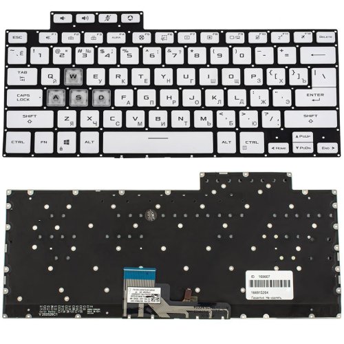 Клавіатура для ноутбука ASUS FX516 series — біла, російська розкладка, без фрейма, підсвітка клавіш