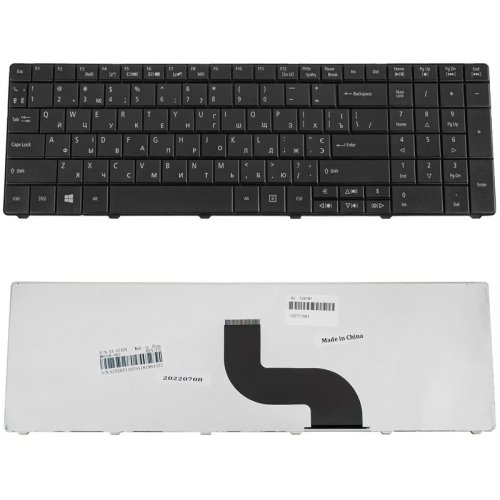 Клавіатура ACER Aspire E1-521, E1-531, E1-571 / TravelMate 5335, 5542, 5735, 5740, 5744, 7740, 8571, 8572 — чорна, українська розкладка