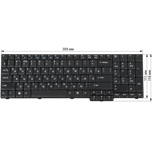 Клавіатура ACER Aspire 6530, 6930, 7000, 9300 / TravelMate 5100, 7320 / Extensa 5235, 7220 / eMachines E528 — чорна, російська розкладка