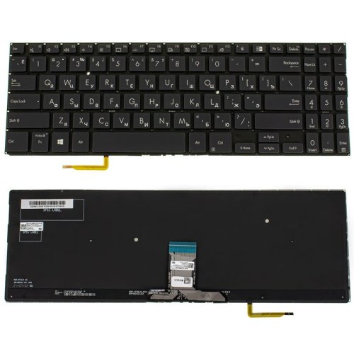 Клавіатура для ноутбука ASUS P3540 — чорна, російська розкладка, без фрейма, з підсвіткою клавіш