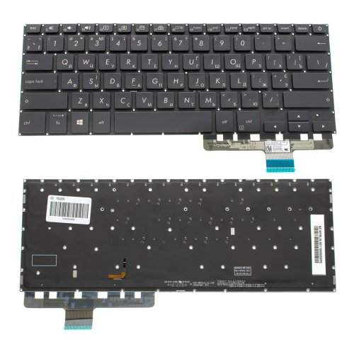 Клавіатура для ноутбука ASUS UX450 — чорна, українська розкладка, без кадру, з підсвічуванням клавіш