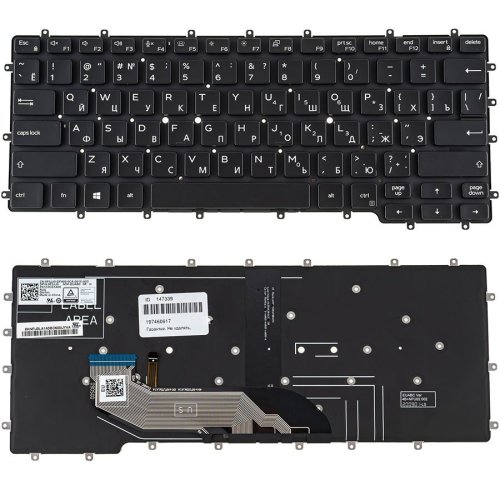 Клавіатура для ноутбука DELL (Latitude: 9410) — чорна, російська розкладка, без рамки, оригінал