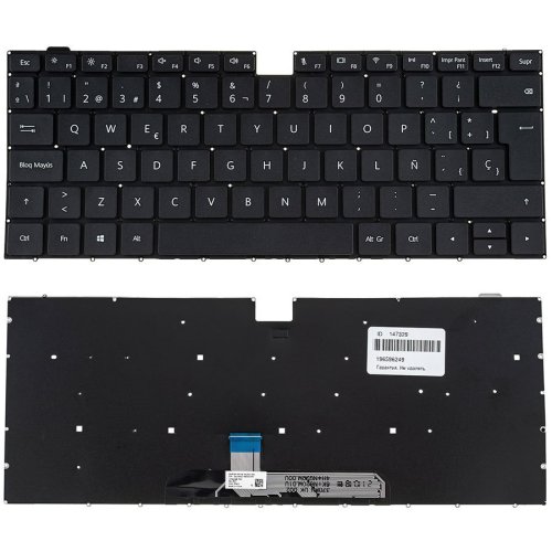 Клавіатура для ноутбука HUAWEI D14, D15 series, англійська розкладка, чорна, без фрейма