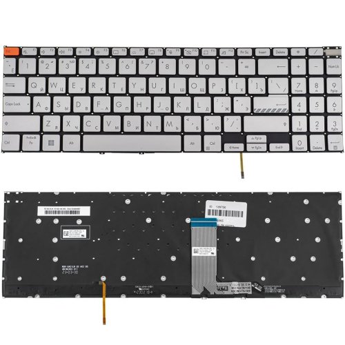 Клавіатура для ноутбука ASUS K6602 — срібляста, російська розкладка, без фрейма, з підсвіткою клавіш (ОРИГІНАЛ)