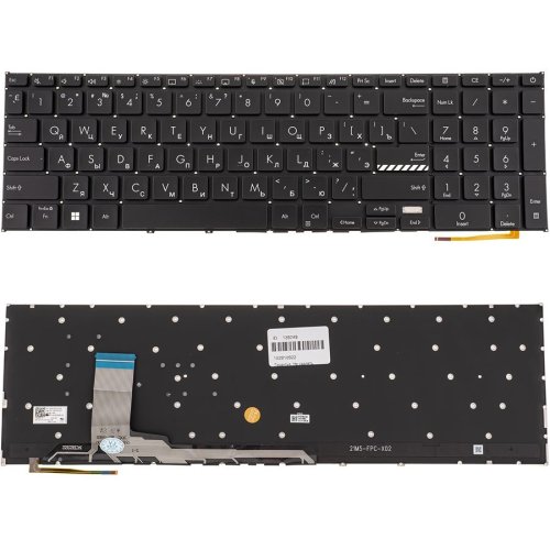 Клавіатура для ноутбука ASUS X1702 — чорна, російська розкладка, без кадру, з підсвічуванням клавіш