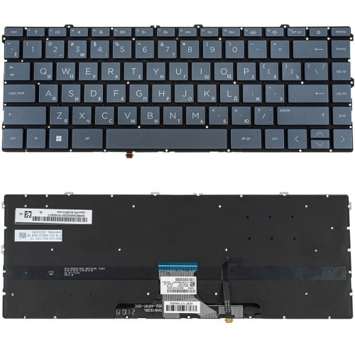 Клавіатура для ноутбука HP (14m-dw) — темно-синя, російська розкладка, без рамки, з підсвіткою клавіш