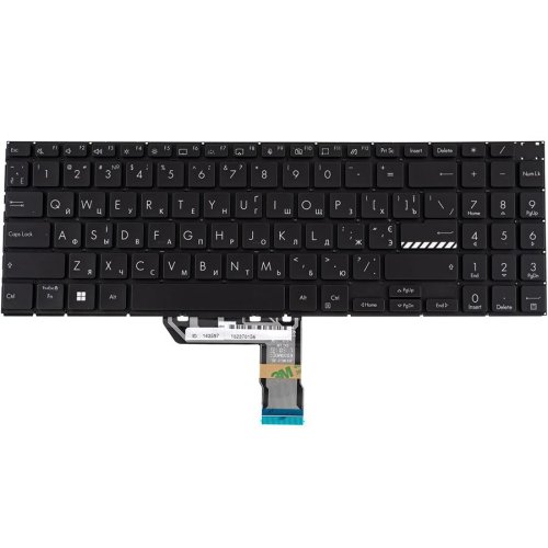 Клавіатура для ноутбука ASUS M3500 — чорна, українська розкладка, без фрейма, з підсвіткою клавіш