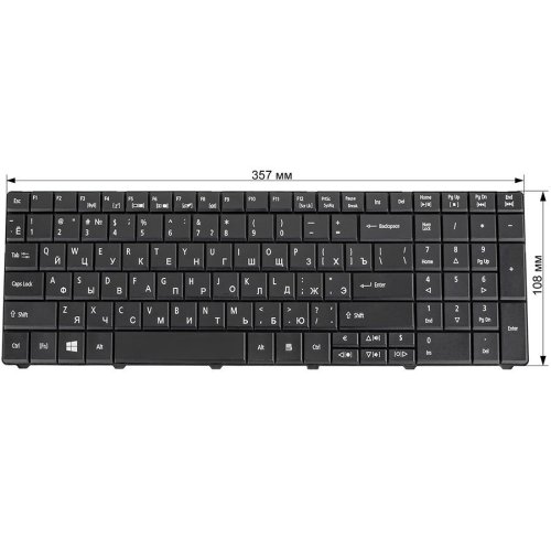 Клавіатура ACER Aspire E1-521, E1-531, E1-571 / TravelMate 5335, 5542, 5735, 5740, 5744, 7740, 8571, 8572 — чорна, російська розкладка