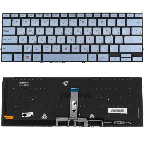 Клавіатура для ноутбука ASUS UX392 — срібляста, російська розкладка, без кадру, з підсвічуванням клавіш