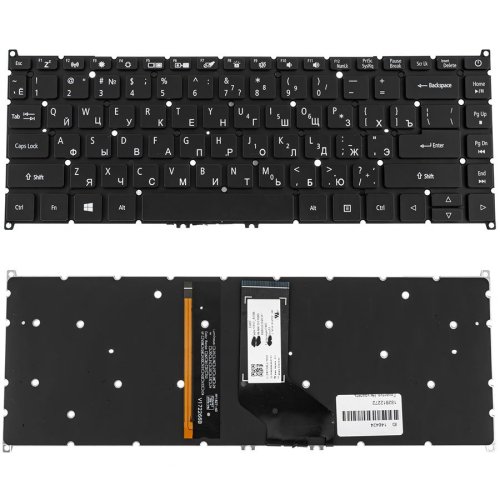 Клавіатура ACER TravelMate P614-53 / P414-53 — чорна, з підсвіткою, російська розкладка, без фрейма