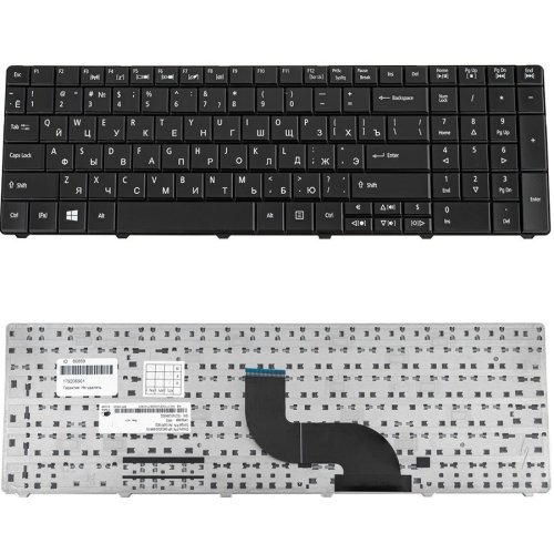 Клавіатура ACER Aspire E1-521, E1-531, E1-571 / TravelMate 5335, 5542, 5735, 5740, 5744, 7740, 8571, 8572 — чорна, російська розкладка (ОРИГІНАЛ)
