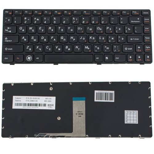 Клавіатура для ноутбука Lenovo Y480, Y485 — чорна, російська розкладка