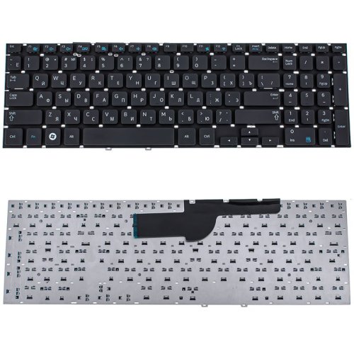 Клавіатура для ноутбука Samsung (NP270, NP300E5V, NP350, NP355, NP550) — чорна, російська розкладка, без рамки