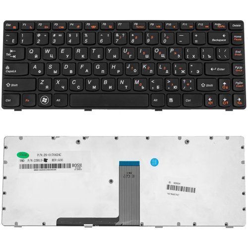 Клавіатура для ноутбука Lenovo IdeaPad B490, B4400 — чорна, російська розкладка