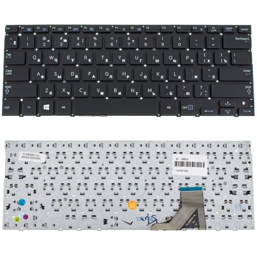 Клавіатура для ноутбука Samsung (NP530V3, NP535V3, NP530U3, NP535U3) — чорна, російська розкладка, без рамки