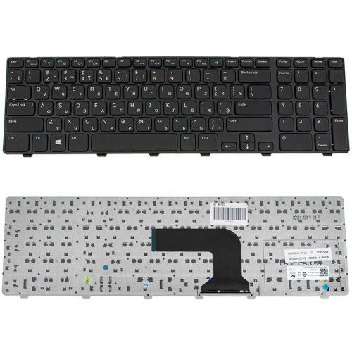 Клавіатура для ноутбука DELL (Inspiron 3721, 5721) чорна, російська розкладка