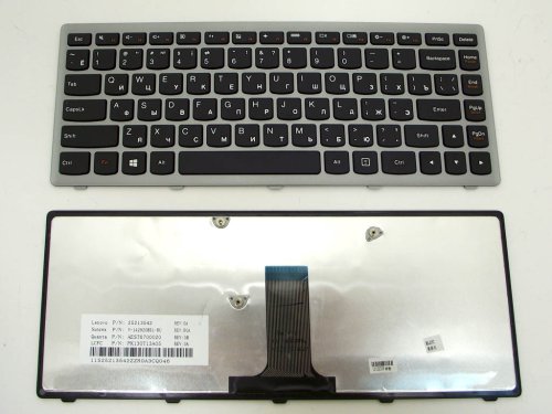 Клавіатура для ноутбука Lenovo IdeaPad G400, G400S, G405S, Z410 (RU Black з сірою рамкою)