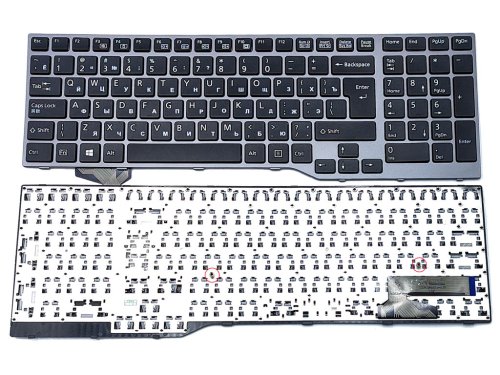 Клавіатура для Fujitsu Lifebook E753, E754, E756, E554, E556 (RU Black з сірою рамкою)