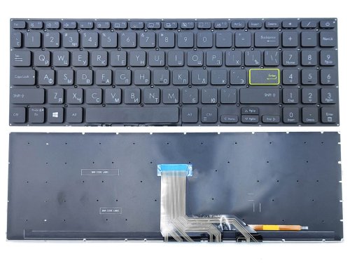 Клавіатура для ASUS X513, X513E, X513EA, X513EP, X513EQ, X513IA, X513UA, S533EA, S533FA, M513, M513I, M513IA, M513U, M513UA, K513, K513E, M5600, S5600 — чорна з підсвіткою, російська розкладка