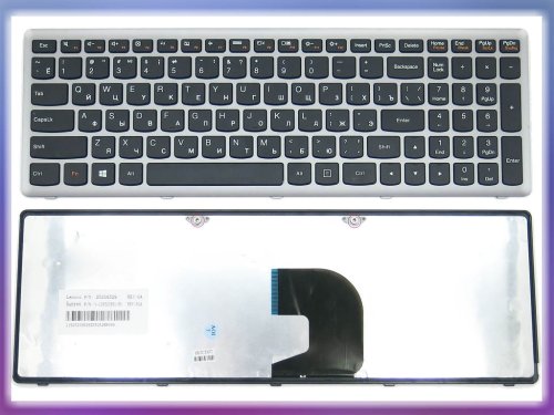 Клавіатура для ноутбука Lenovo IdeaPad Z500, Z500A, Z500G, P500 (RU Black, срібляста рамка) — OEM