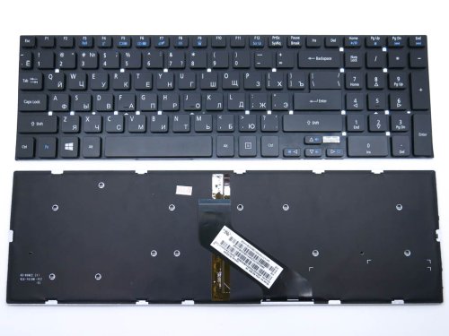 Клавіатура для ноутбука ACER Aspire 5830, 5830G, 5830T, 5755G, E1-522, E1-530G, E1-532, E1-731, V3-531, V3-551G, V3-571G (чорна, з підсвіткою, російська розкладка)