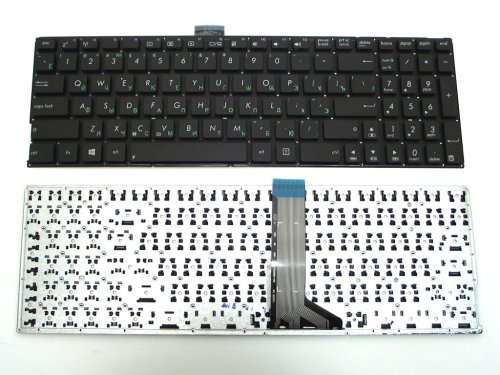 Клавіатура для ASUS K555, X553M, X553MA, X553S, X553SA, X502C, K555LA, K555LP, K555LB, K555LD, K555SJ, X503M, X503MA, X503S, X503 — чорна, без рамки, з кріпленням, російська розкладка