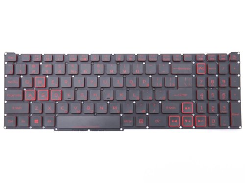 Клавіатура для ноутбука Acer Nitro 5 AN515-56, AN515-57, AN515-58, AN517-41, AN517-54, AN517-55, AN517-56, AN715-51, чорна з червоним підсвічуванням, російська розкладка (RUS), оригінал без рамки