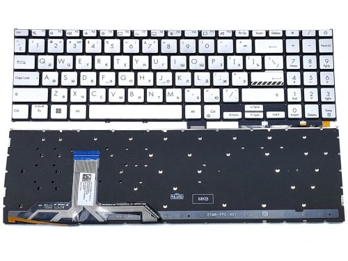 Клавіатура для ASUS VivoBook X1605, X1605V, X1502, M1502, M1502Z, X1503, X1602, X1603, X1504, F1603, M1603Q, M1503Q, M1605XA3, X1505, X1505VA, X1505ZA — срібляста з підсвіткою, російська розкладка (RU)