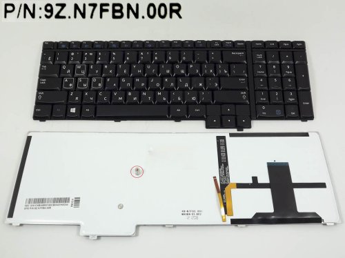 Клавіатура для ноутбука Samsung NP700G7A (чорна з підсвіткою, російська розкладка, Оригінал)