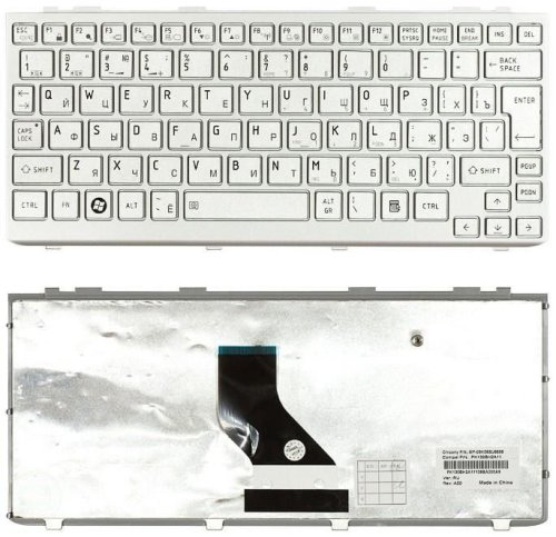 Клавіатура для ноутбука Toshiba Mini (NB200, NB300, NB305) Silver, (Silver Frame) RU (вертикальний Enter)