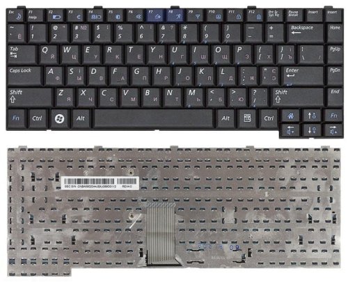 Клавіатура для ноутбуків Samsung R510, R560, R60, R70, P510, P560 — чорна, RU
