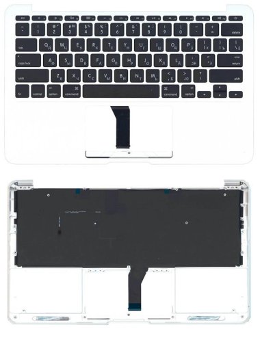 Клавіатура для Apple MacBook Air 2013+ (A1465), Black, (Silver TopCase), RU (горизонтальний Enter)