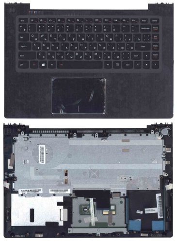 Клавіатура для ноутбука Lenovo IdeaPad S410, U430, чорна з верхньою панеллю, RU