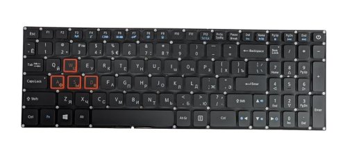 Клавіатура для Acer Aspire VN7-593G (RU Black з червоним підсвічуванням без рамки)