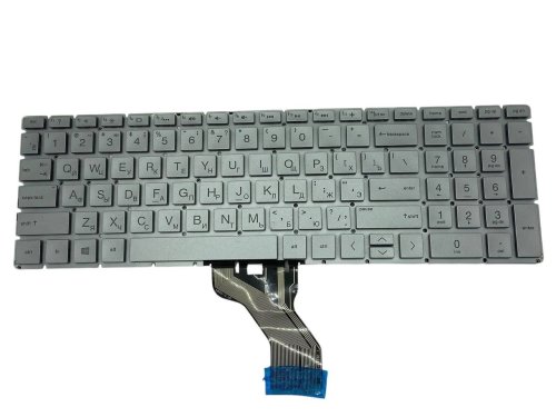 Клавіатура для ноутбука HP (15-dw0000) з підсвіткою (Light), срібляста, (без рамки), російська розкладка