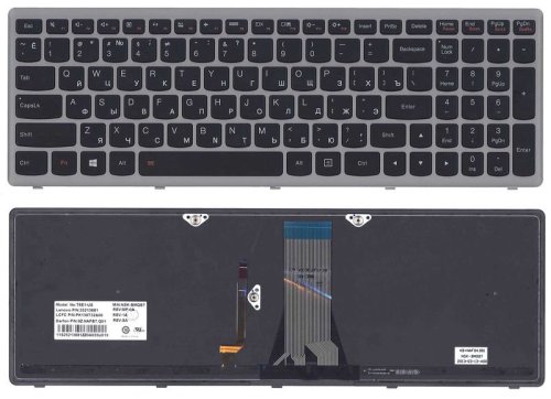 Клавіатура для ноутбука Lenovo IdeaPad G505S, Z510 з підсвіткою, чорна, RU