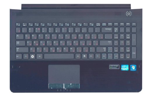 Клавіатура для ноутбука Samsung RC520 — чорна, з верхньою панеллю (Black TopCase), RU